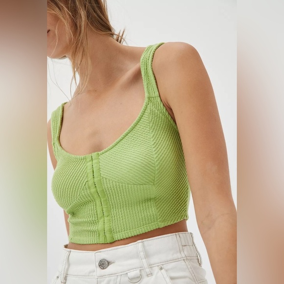 Urban Outfitters Lime Green Estella Textured Knit Crop Top Size S - Picture 10 of 10